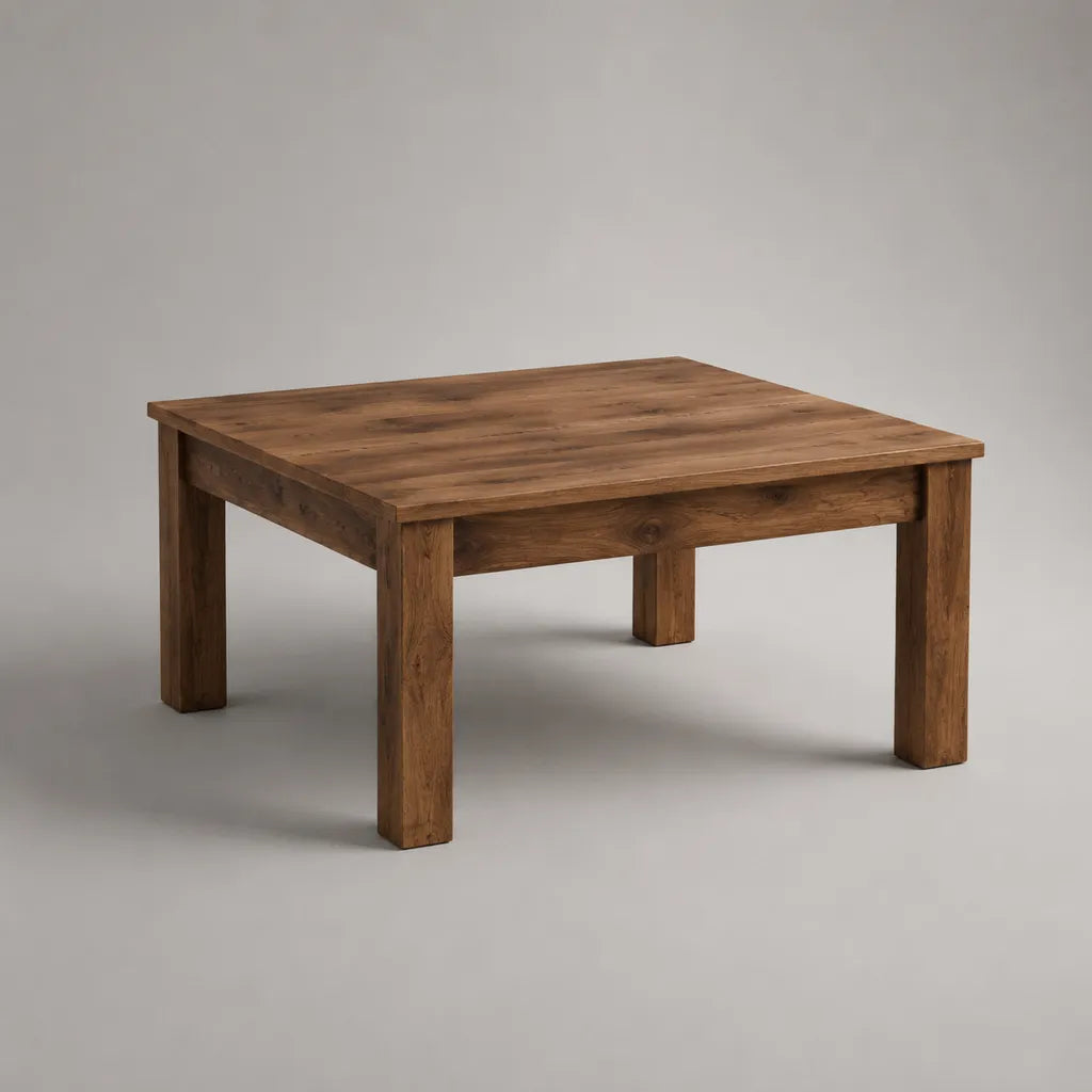 Tavolo basso quadrato in pino massiccio marrone, 80 × 80 × 45 cm