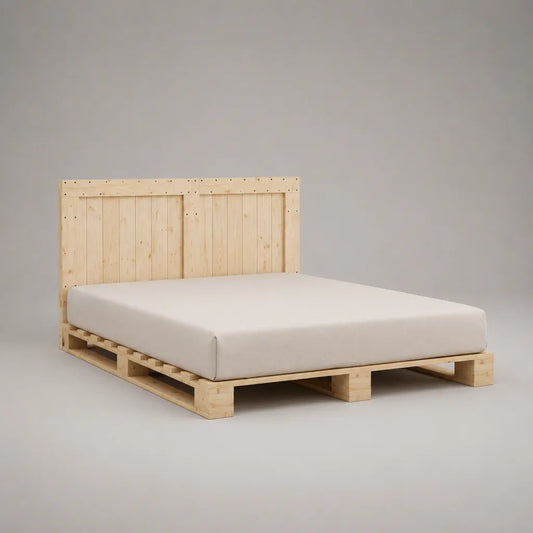 Cornice letto matrimoniale in pino massello naturale con testa letto, letto 160 × 200 cm, dimensioni 170 × 210 × 110 cm