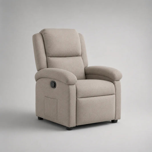 1 sedia di relax manuale in poliestere beige con schienale alto, 85 × 92 × 105 cm