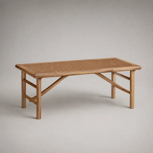 Tavolo basso rettangolare in bambù massiccio marrone chiaro 100 × 50 × 45 cm