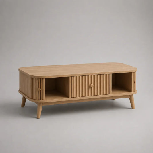 Tavolo basso con rovere MDF e legno massello, rovere naturale, 120 × 55 × 45 cm